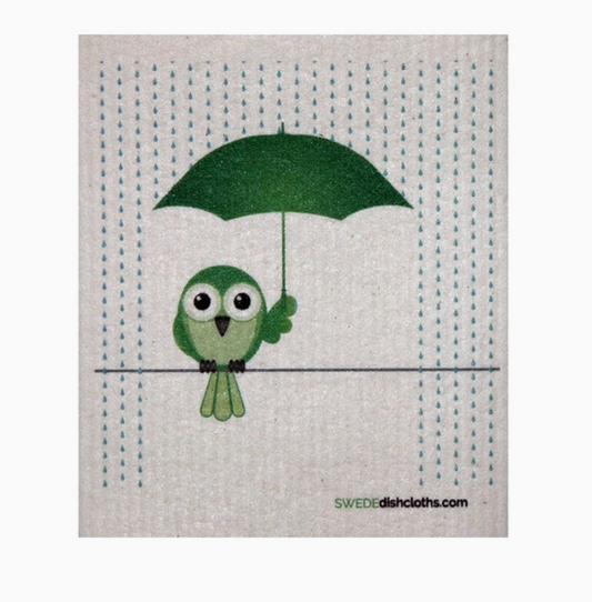 Reusable Scrubbing Dishcloth - Green Owl