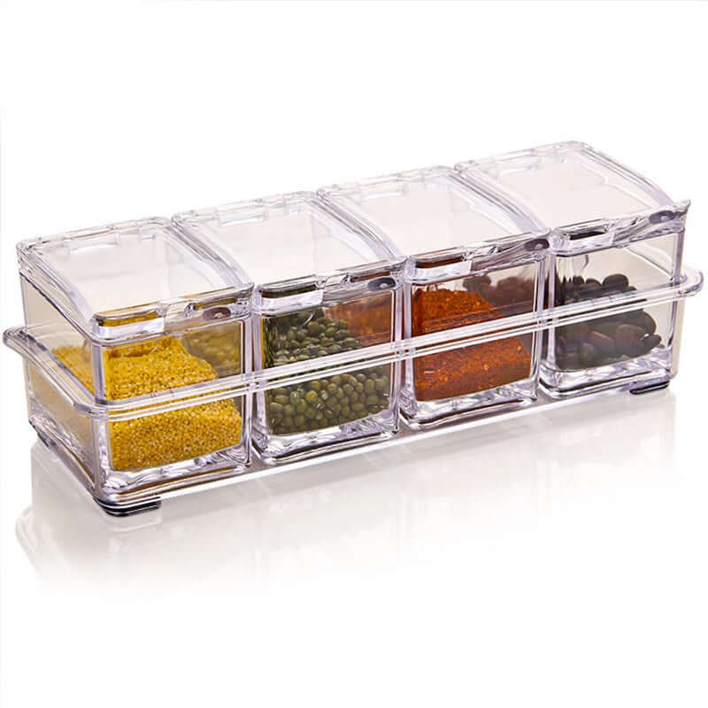 Clear Acrylic Seasoning Storage Container with Spoons