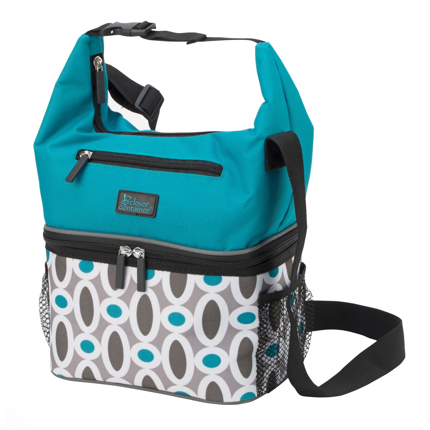 Compact Lunch Cooler - 2 Insulated Compartments - Modern Links Pattern