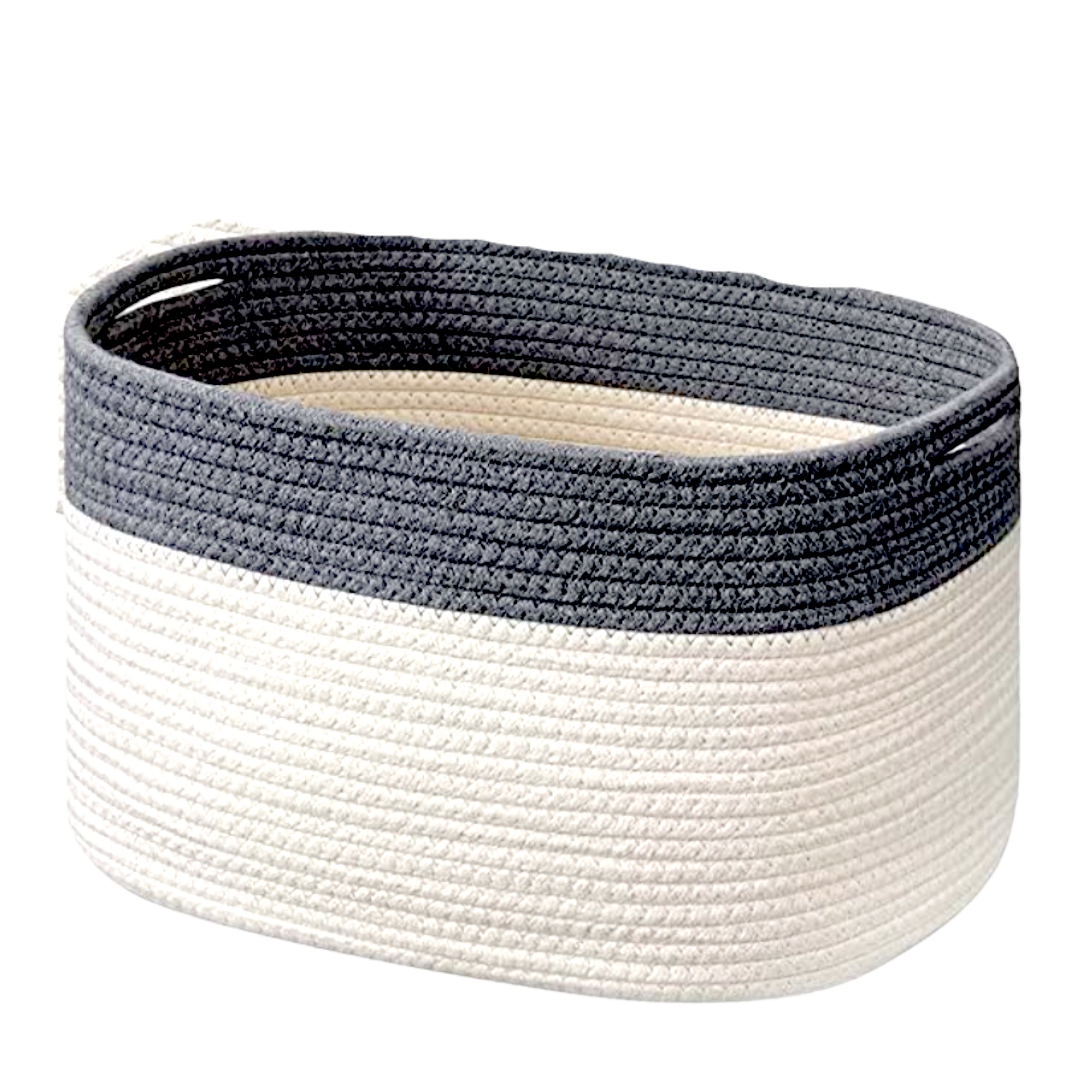 Oval Cotton Rope Basket - Gray and White – Clever Organizing Solutions